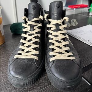 Gucci Black Leather High-Top Sneakers